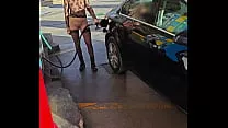 Flashing at a petrol station