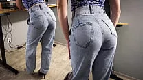 Milf Secretary In High Weist Jeans Teases Her Nice Butt