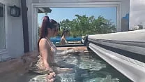 Italian Big tits Stepmom Artemisia Love Solo Fun in the Jacuzzi in Florida Big tits shaved pussy outdoor