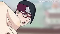 Adult Sarada has sex with Naruto, she rides the hokage's dick