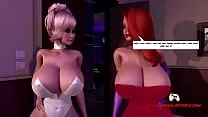 Fucking two hot and sexy girls with big tits and a very extreme sucking technique - 3D Animation