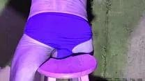 preview stretching in Basement on Stool in briefs - color changing