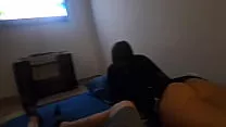 My stepsister and I watch a movie when we are alone at home, she ends up with my cock in her mouth