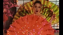 Beautiful Katya doing oriental umbrella dance