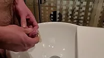 Pissing inside a used condom