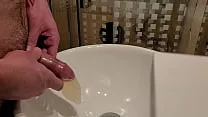 Pissing inside a used condom