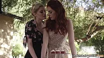 Sensual blonde lesbian hottie seduces her redhead friend and lick her bush outdoors - Charlotte Stokely, Maya Kendrick