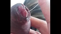 Leaking precum, jacking off my uncircumcised cock, cumming, closeup. September 22, 2024.